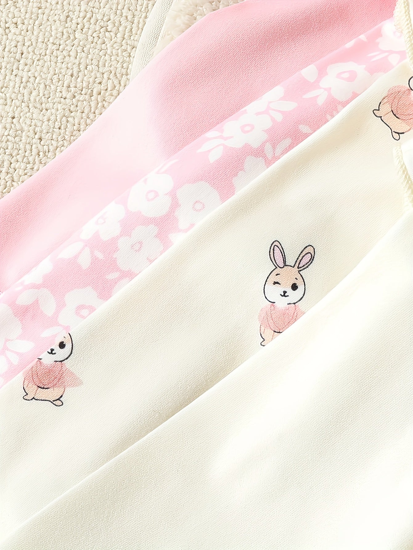 Baby Girl T-Shirt Set Long Sleeve Rabbit Print Geometric Pattern for All Seasons