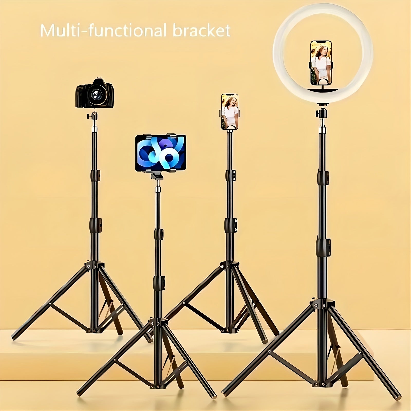63-Inch Adjustable Tripod Stand with Phone and Camera Holder for Photography and Streaming
