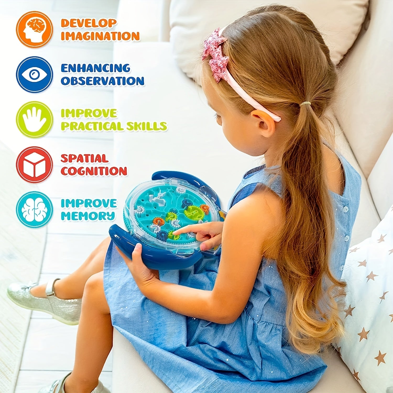 Colorful 3D Gear Maze Puzzle for Kids Educational Toy with Multiple Gears and Traps