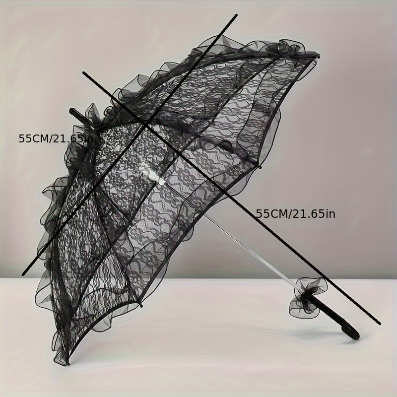 Black Lace Umbrella for Weddings Halloween and Special Occasions Polyester Spandex Not Machine Washable
