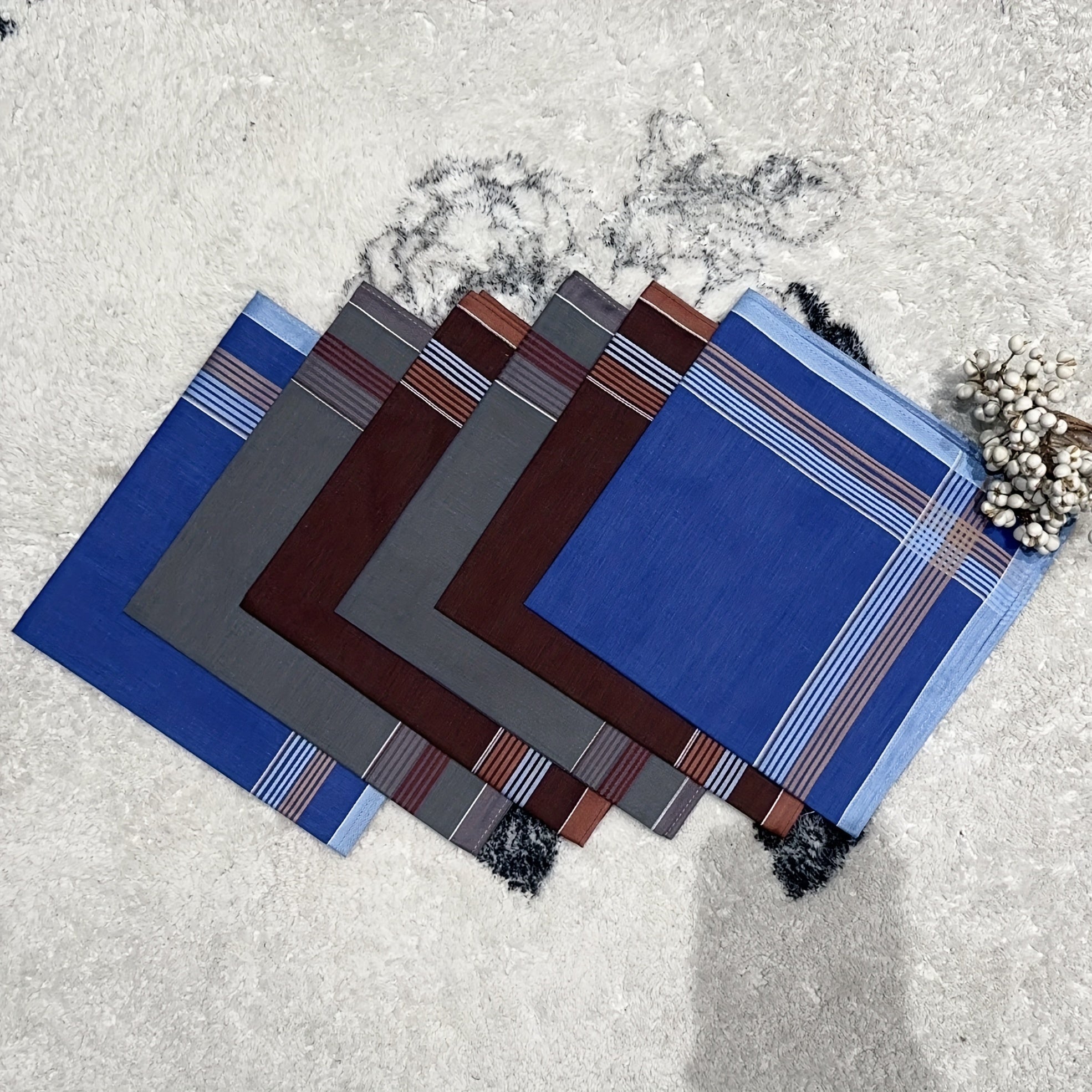 Set of 12 Dark Color Men's Business Handkerchiefs for Suit Pockets and Sweat Wipes