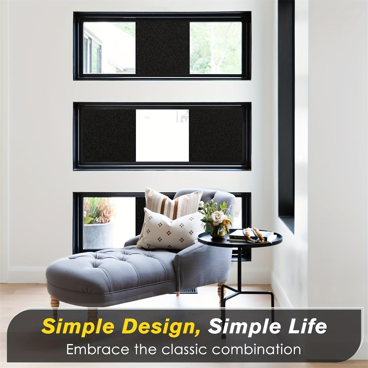 Electrostatic Glueless Glass Window Film Black Frosted Privacy Decor Water Resistant