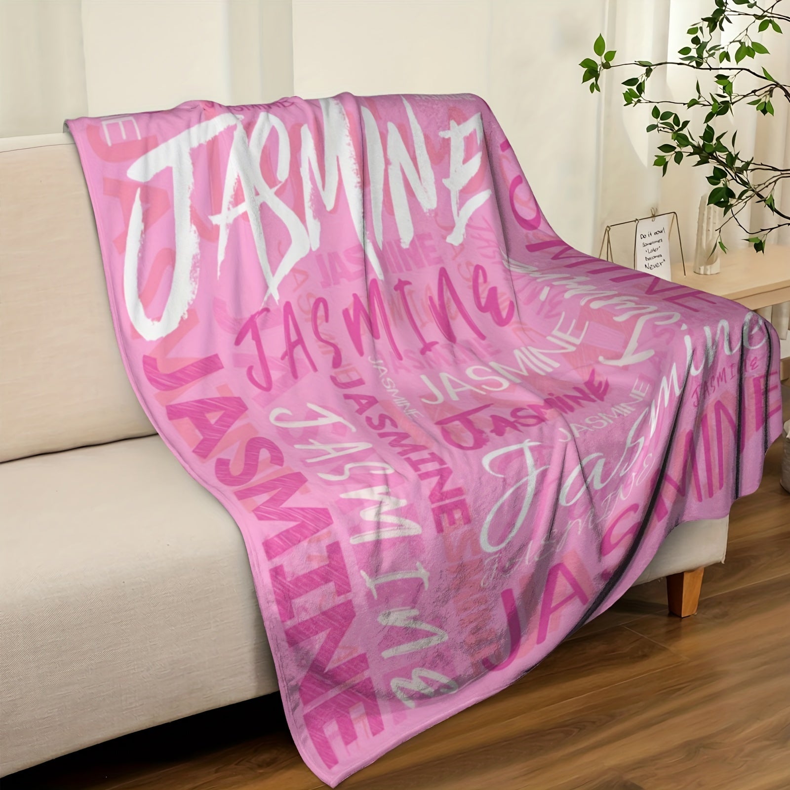 Personalized Soft Flannel Blanket Custom Name All-Season Throw for Office Chair Picnic Travel