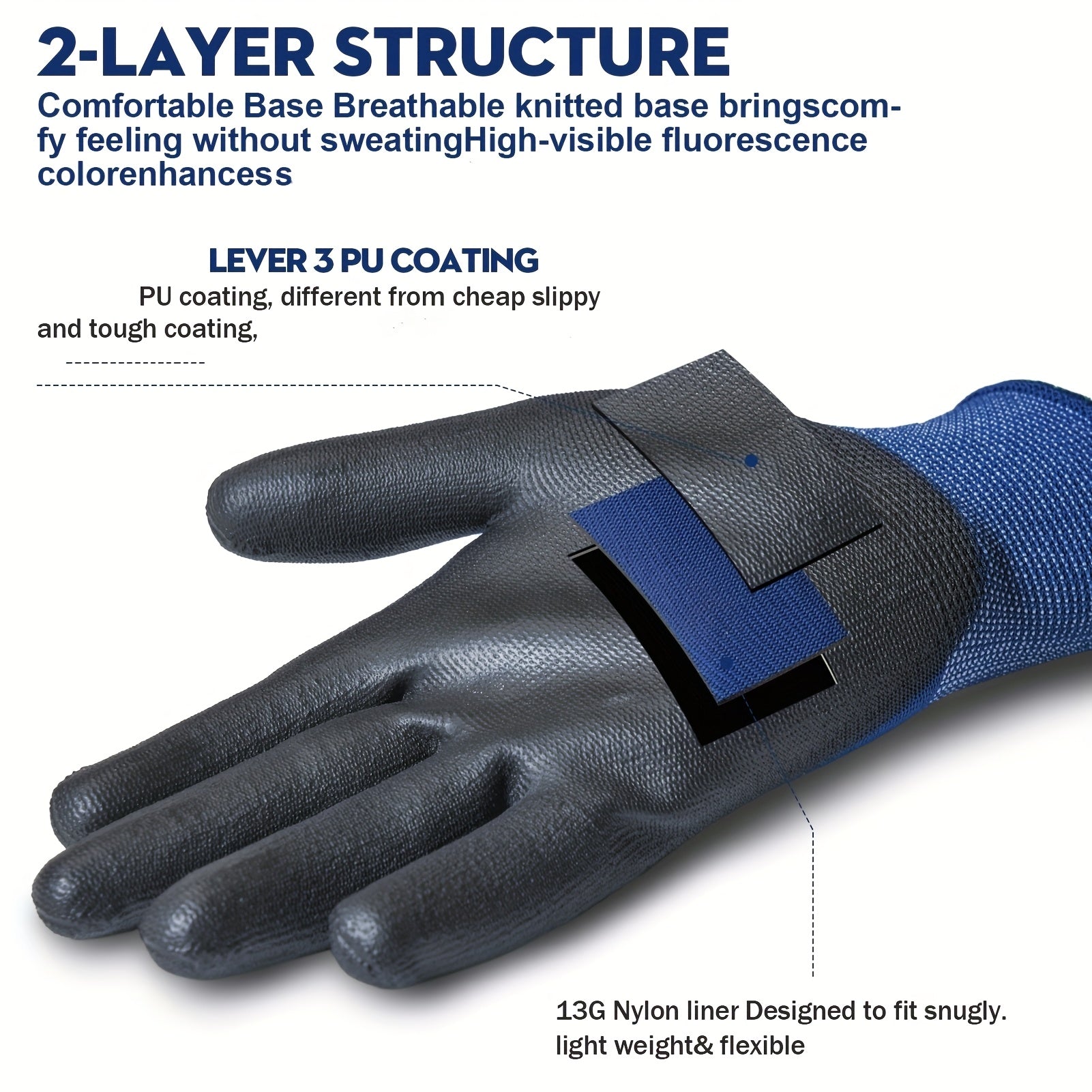 Uniseks Ultra-ozin PU bilan qoplangan tashqi qo‘lqoplar, qora, yengil to‘qilgan