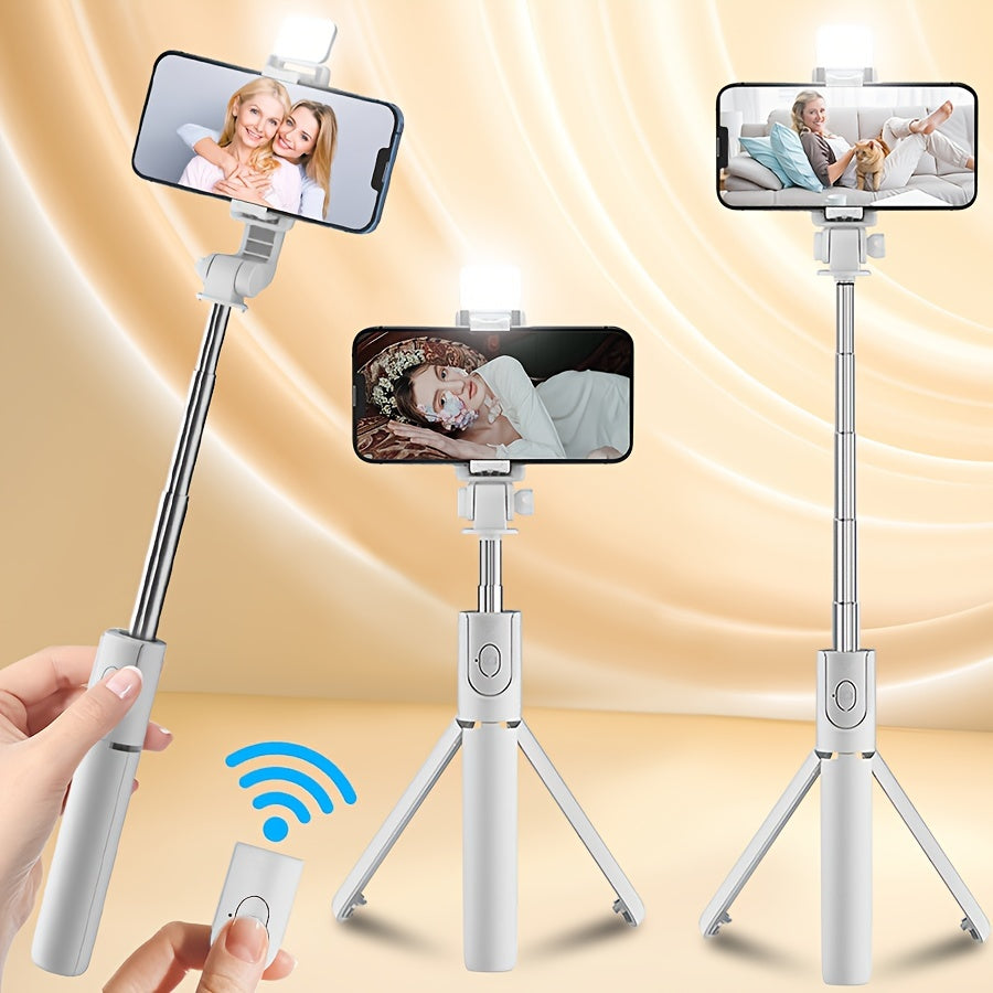 Wireless Selfie Stick Tripod with Fill Light Anti-Shake 360° Phone Holder