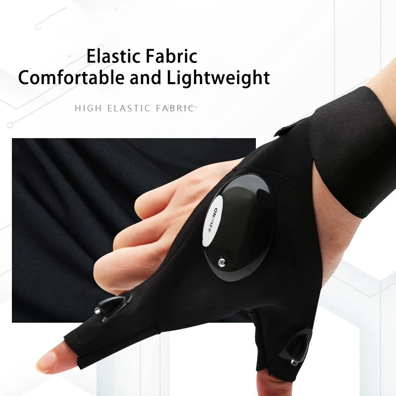 Unisex LED Flashlight Gloves 1/2 Pair, Hands-Free Work Lighting Gifts