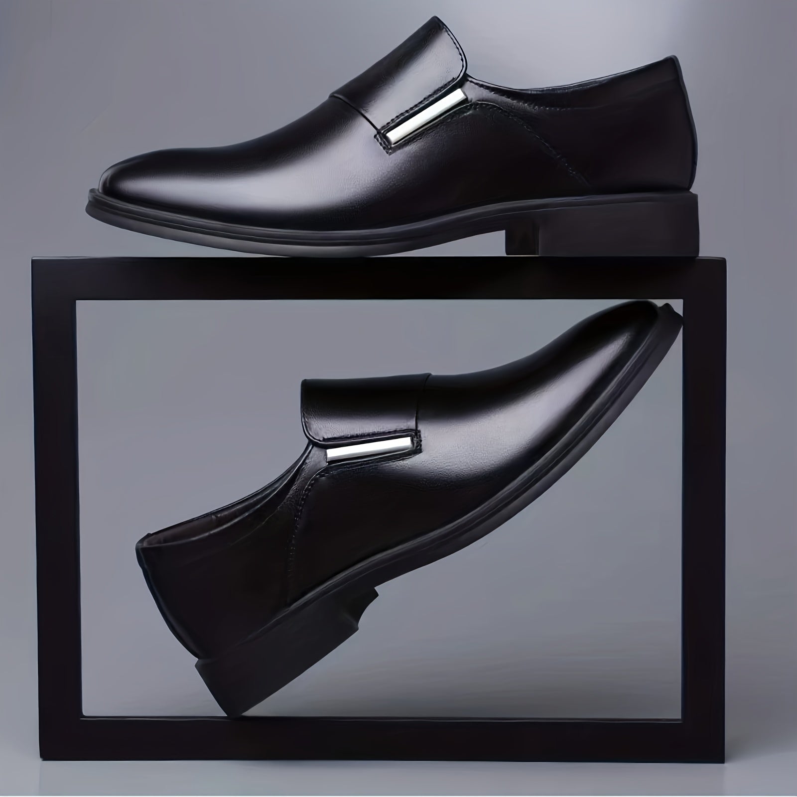 Zapatos casuales de negocios para hombre, sin cordones, punta afilada, suela de PU sólido y caucho