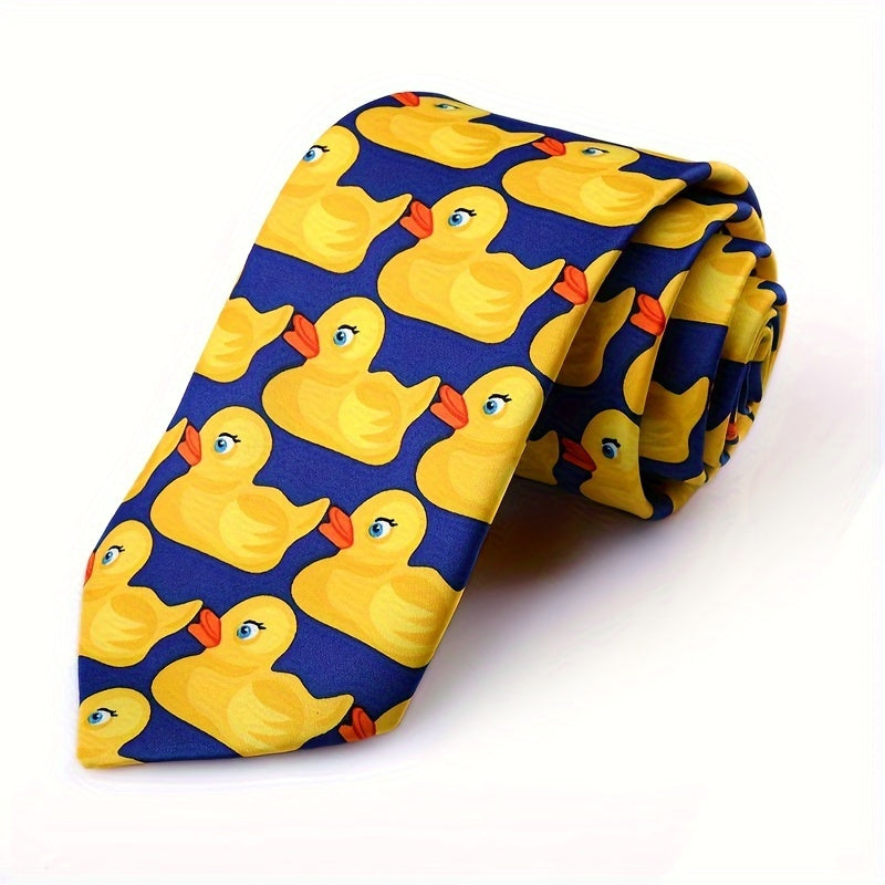 Erkaklar uchun rasmli sariq o'rdak bilan rasmiy galstuk, to'y odamlari va Sevgililar kuni sovg'asi uchun