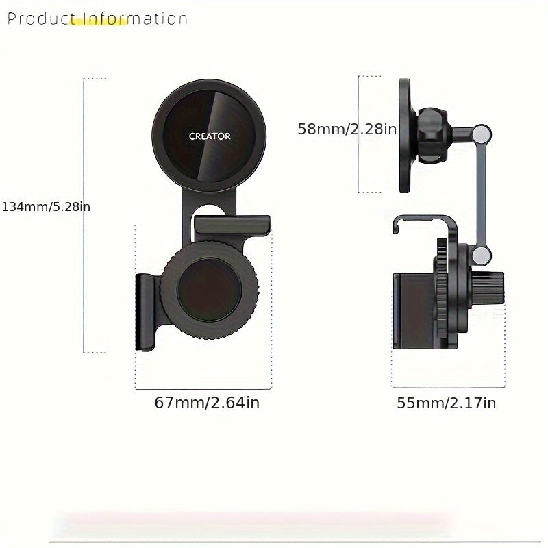 Magnetic Car Phone Holder Black Rotatable Clip Vehicle Mount