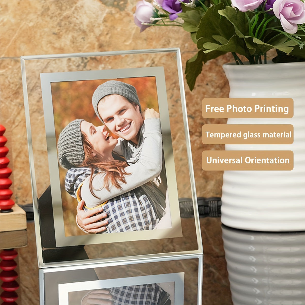 Clear Tempered Glass Photo Frame 15.24cm 17.78cm for Home Decor Wedding Birthday