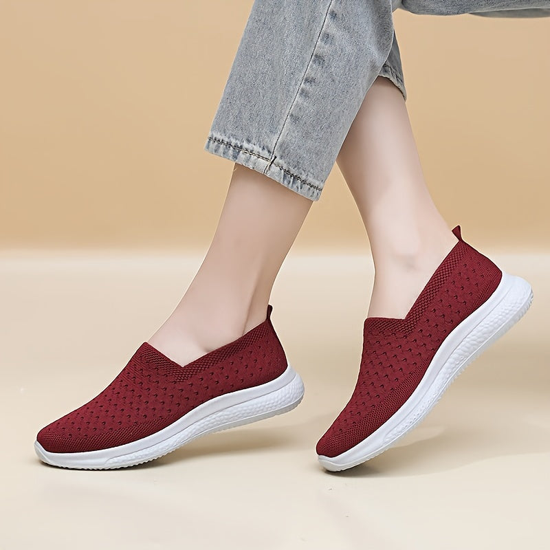 Zapatos planos transpirables para mujer, de uso casual y deportivo, con tejido ligero
