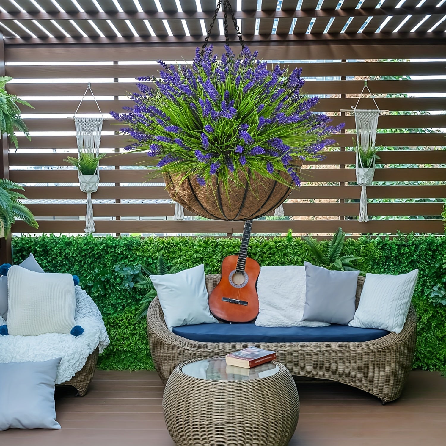 10pcs Artificial Monkey Grass with Lavender Flowers for Outdoor Garden Decoration