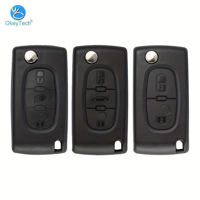 Two-Button Car Key Fob Shell Black Plastic Flip Key Case Durable Design