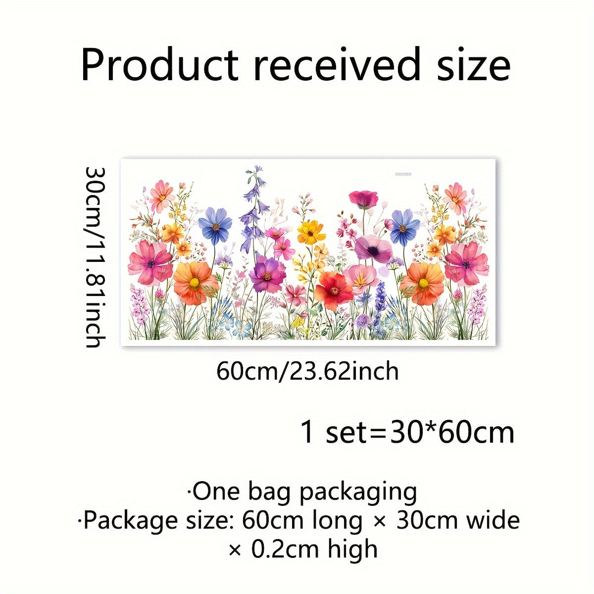 Floral Glass Decals 60cm x 30cm Reusable Window Mirror Decor