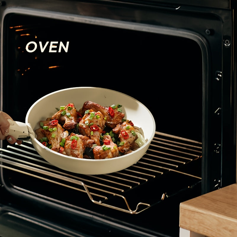 8-Piece Non-Stick Aluminum Cookware Set White Induction Safe Space-Saving