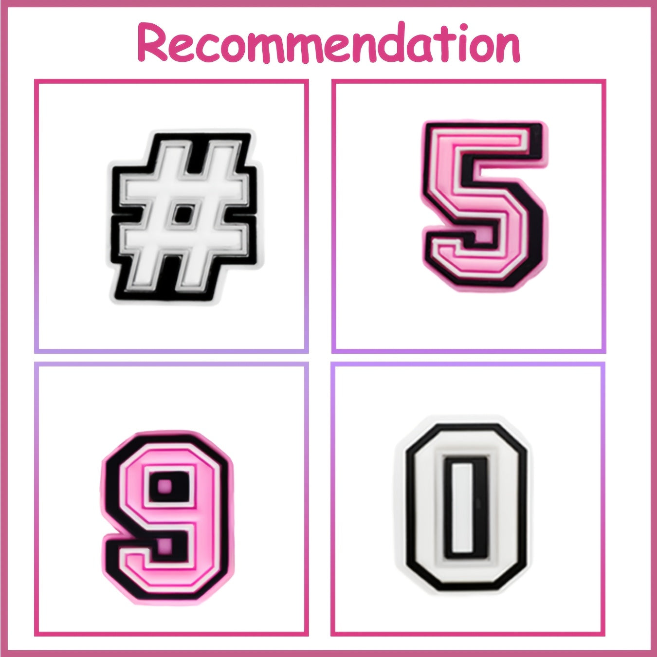 Kids Pink White Number Series Clog Accessories Decorative Numbers