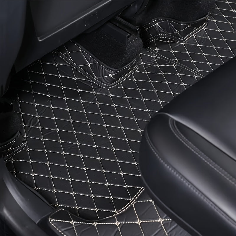 Full-Coverage Waterproof PU Leather Car Floor Mat for EV Sedan Durable Dustproof