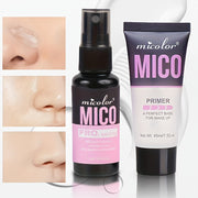 Makeup Set with Primer Base and Long-Lasting Setting Spray for Pore-Minimizing and Color Enhancement