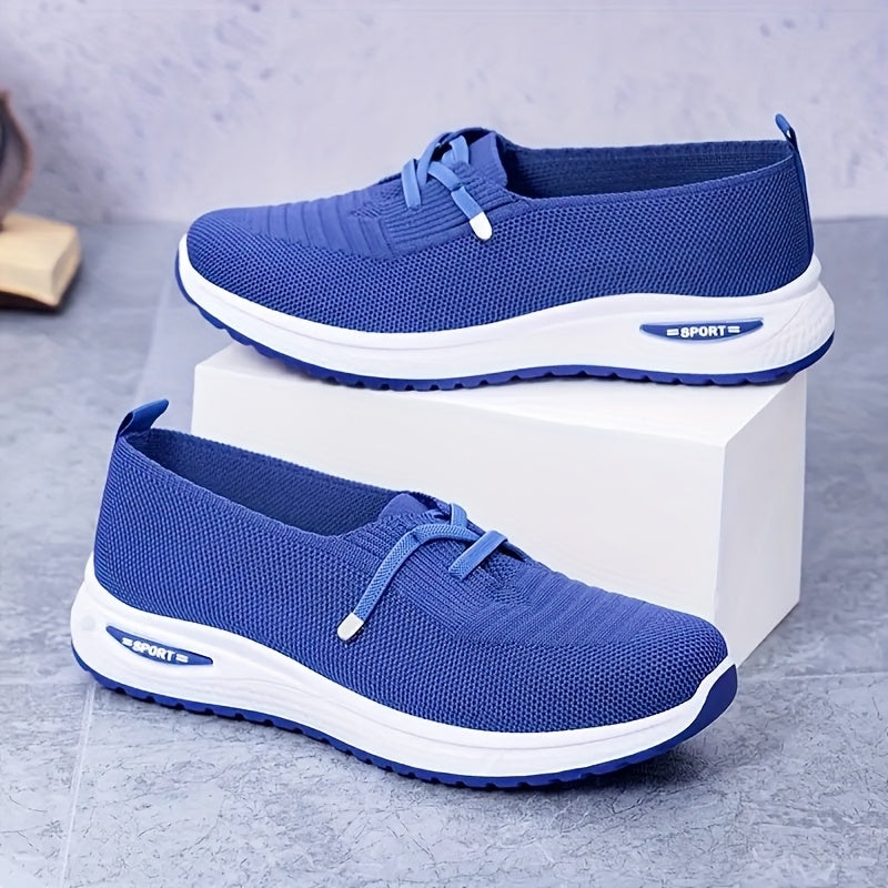 Women's Casual Mesh Slip-On Sneakers Blue Lightweight Comfort