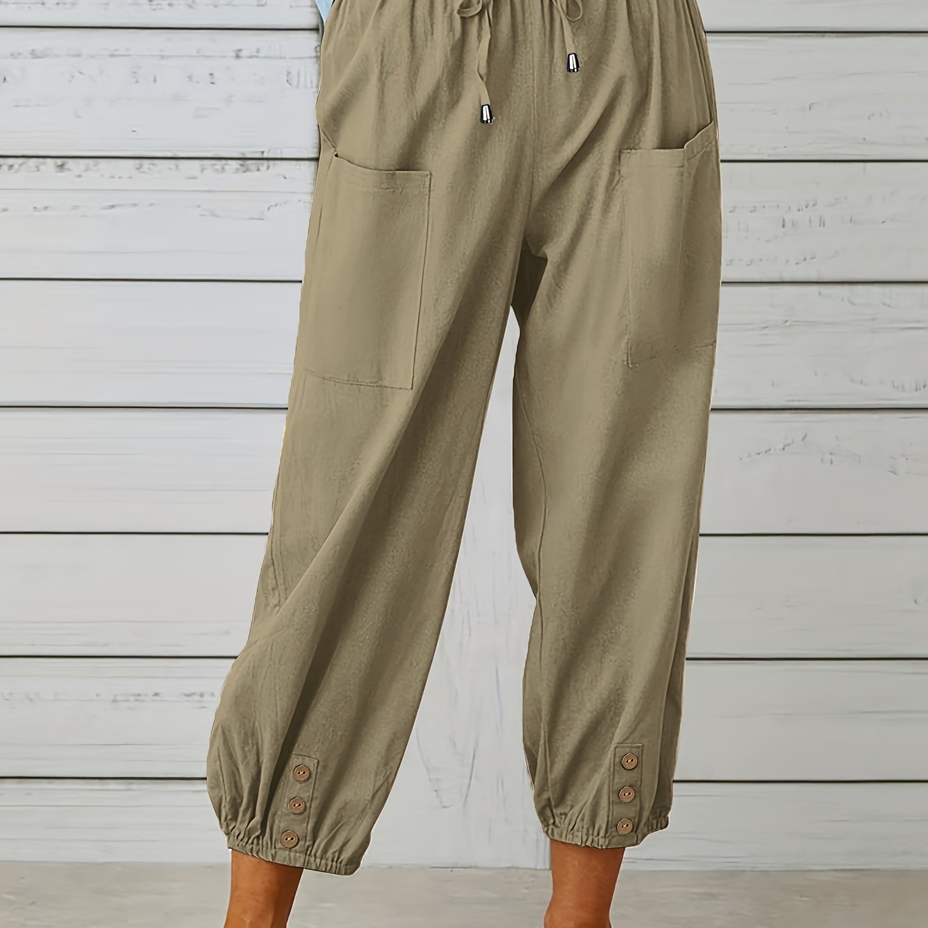 Women’s Summer High-Waist Crochet Pants Solid Color Long Casual Stretch