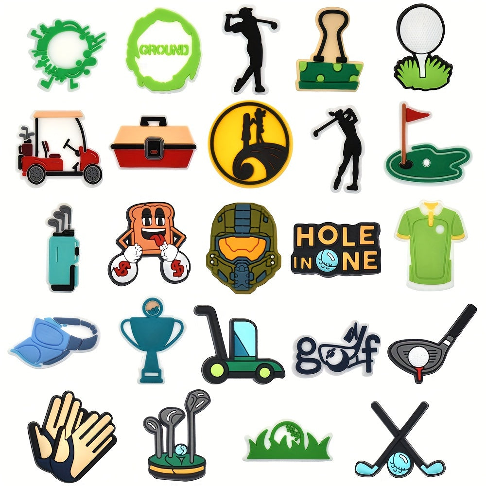 Unisex PVC golf uslubidagi poyafzal charm'lari ulgurji qumli sandal dekoratsiya to'plami