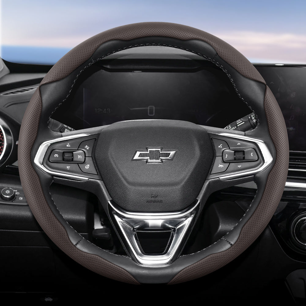 Universal Ventilated PU Leather Steering Wheel Cover, Quick-Release, Anti-Slip