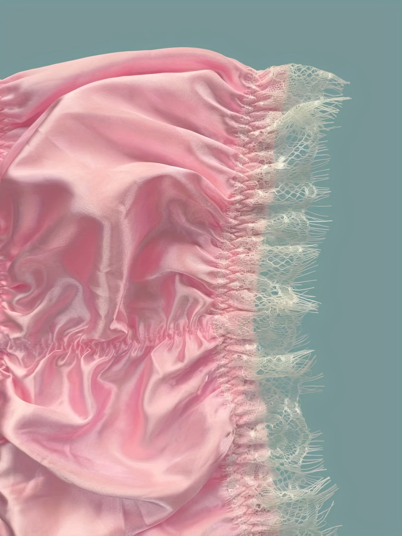 Women's Satin Sleepwear Set with Lace Trim Strapless Pajama Top and Shorts