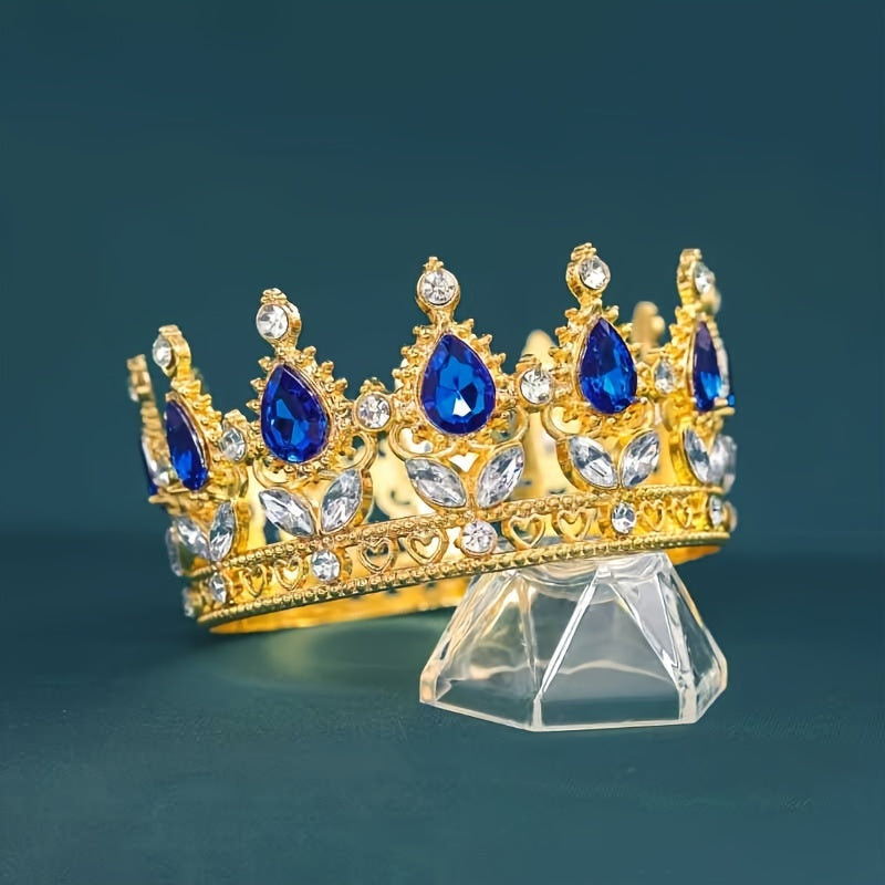 Bridal Tiara Gold Water Diamond Flower Full Circle Wedding Headpiece