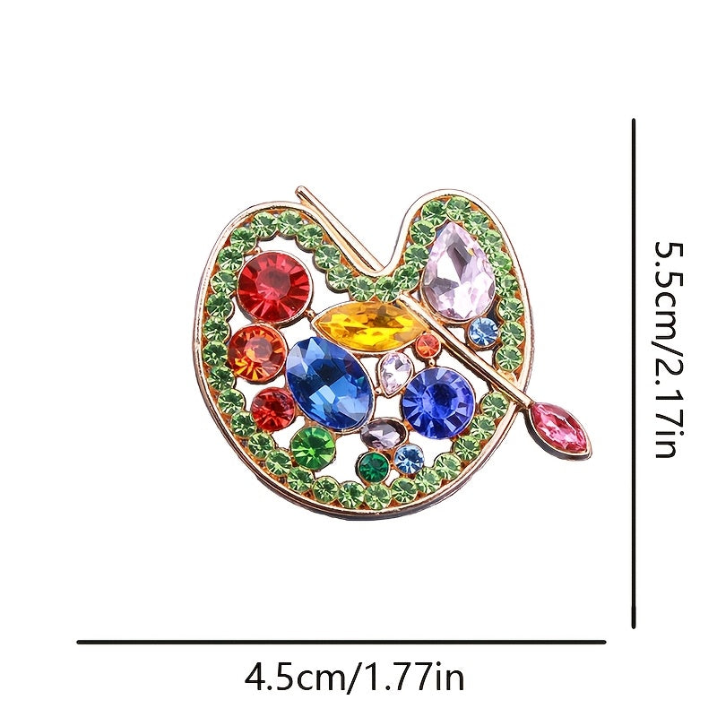 Women's Baroque Style Painter's Palette Brooch with Rhinestones