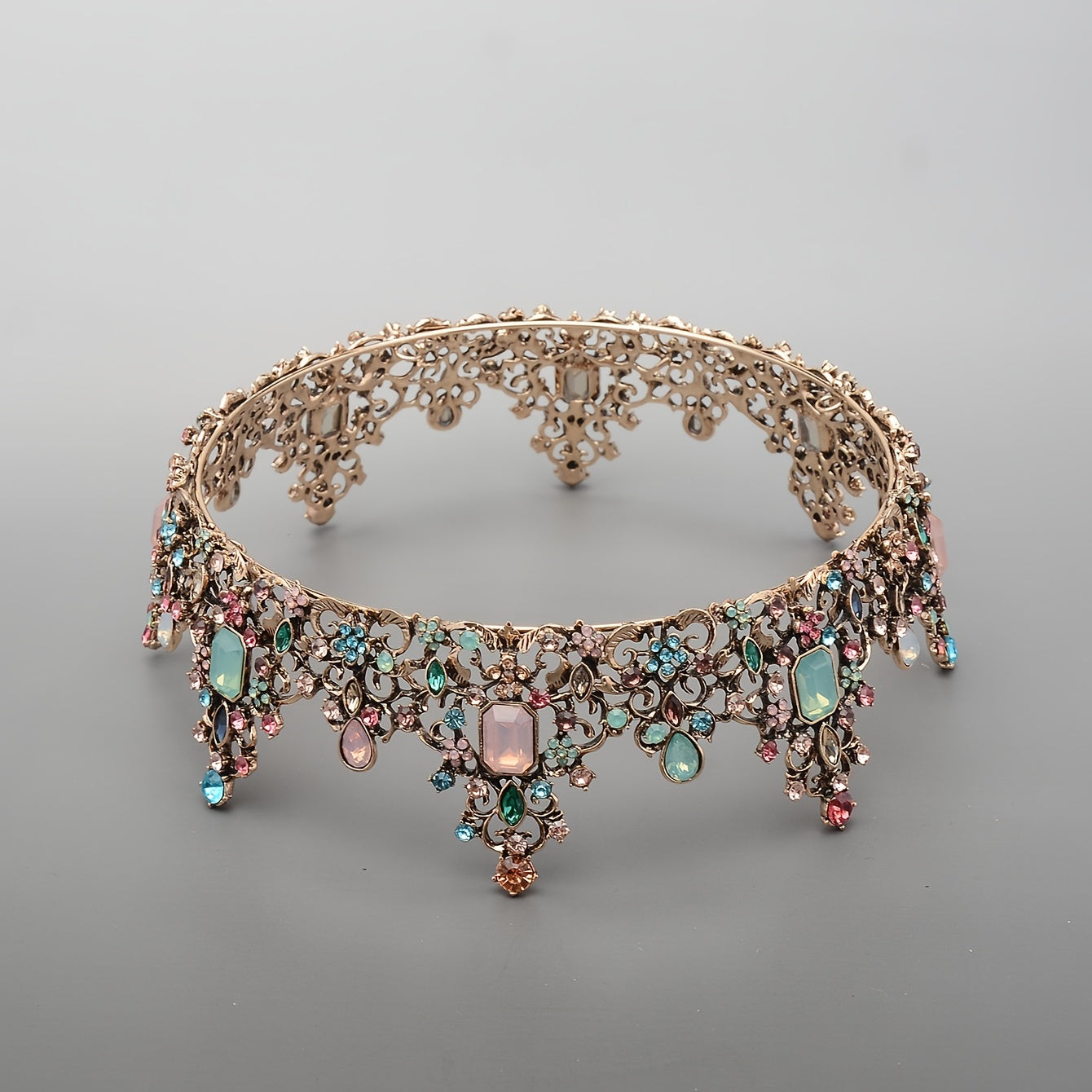 Vintage Silver Tiara with Rhinestone Accents for Weddings and Events