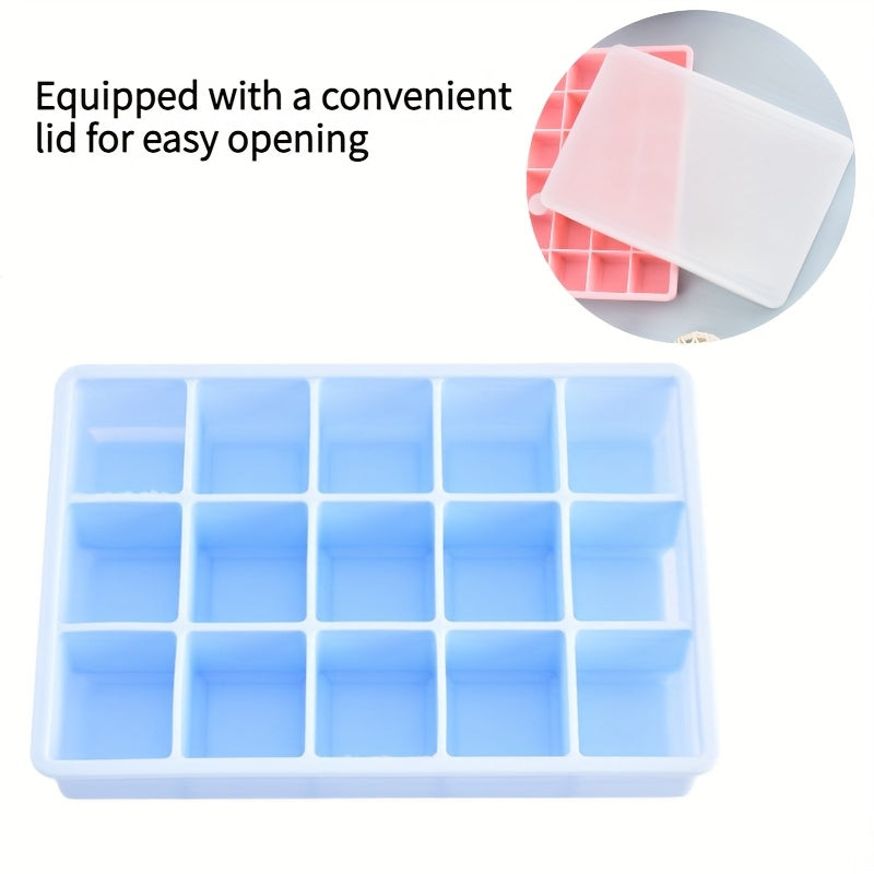 Silicone Ice Cube Tray Mold with Lid 15/24 Square Grids BPA-Free
