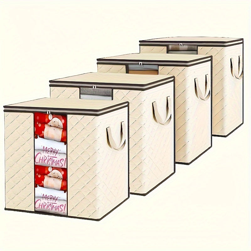 Juego de 4 grandes cestas de almacenamiento impermeables plegables con asas para ropa y mantas