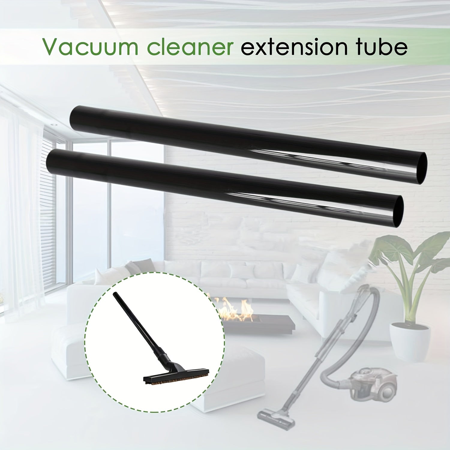 Set of 2 Plastic Vacuum Cleaner Extension Wands, 44.96cm, Universal Fit
