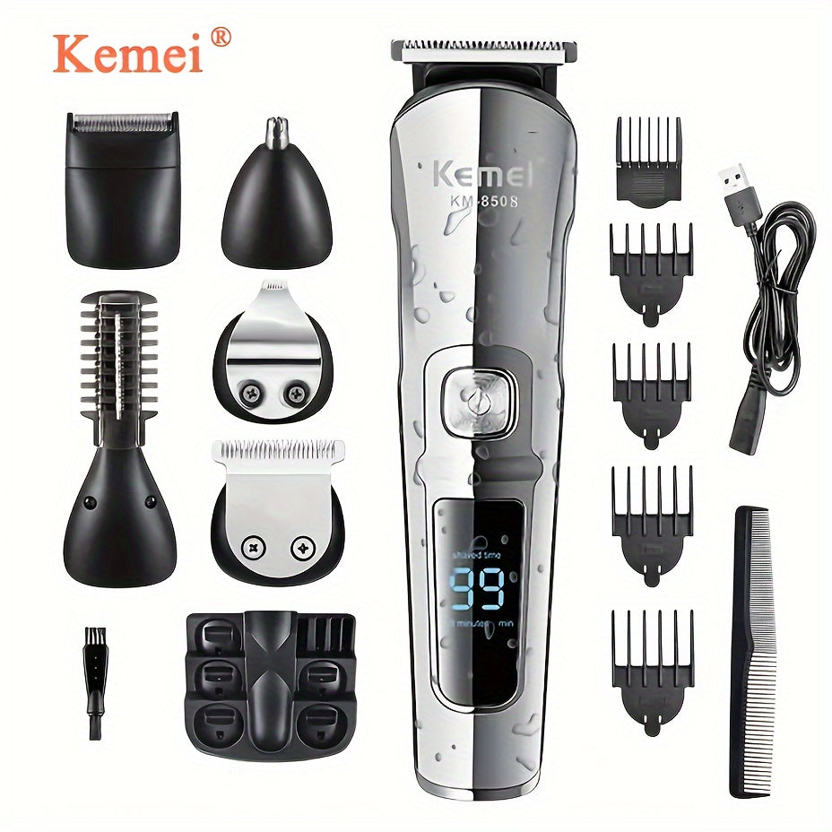 6-in-1 Men's Grooming Kit Cordless Trimmer for Body Beard Nose Hair USB Rechargeable