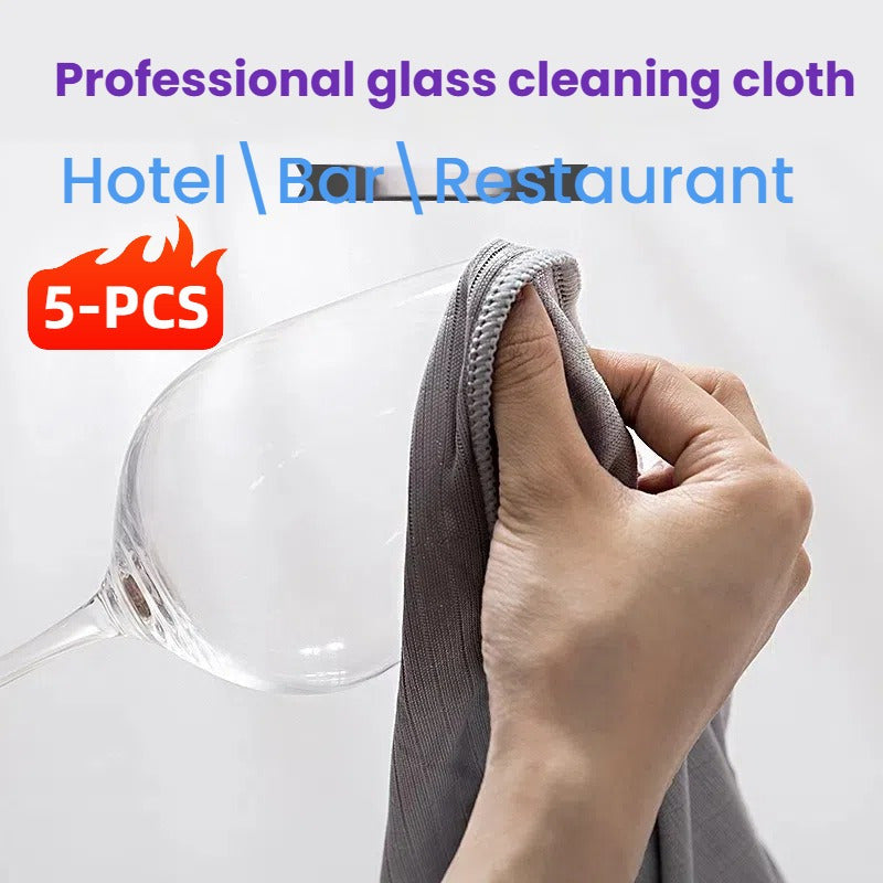 5 Professional Microfiber Glass Cleaning Cloths for Streak-Free, Absorbent, No Water Stains