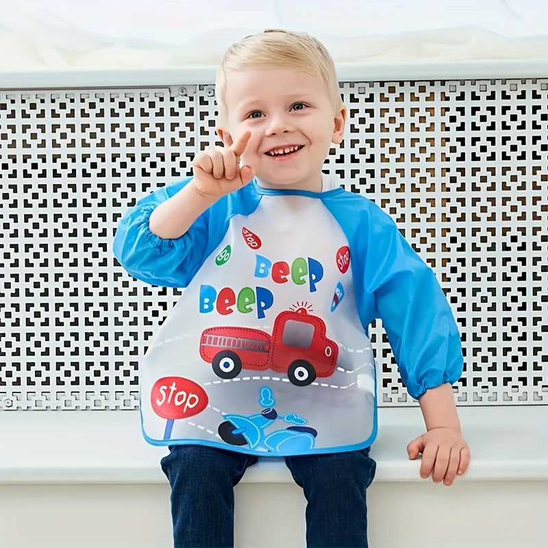 Kids Waterproof Paint Coveralls Aprons with Lunch Pockets for Children 0+ 3+