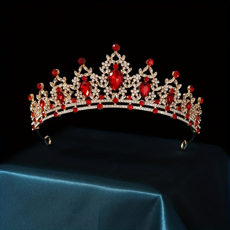 Ladies' Elegant Party Tiara with Classic Crown Jewels for Bridal and Royal Occasions