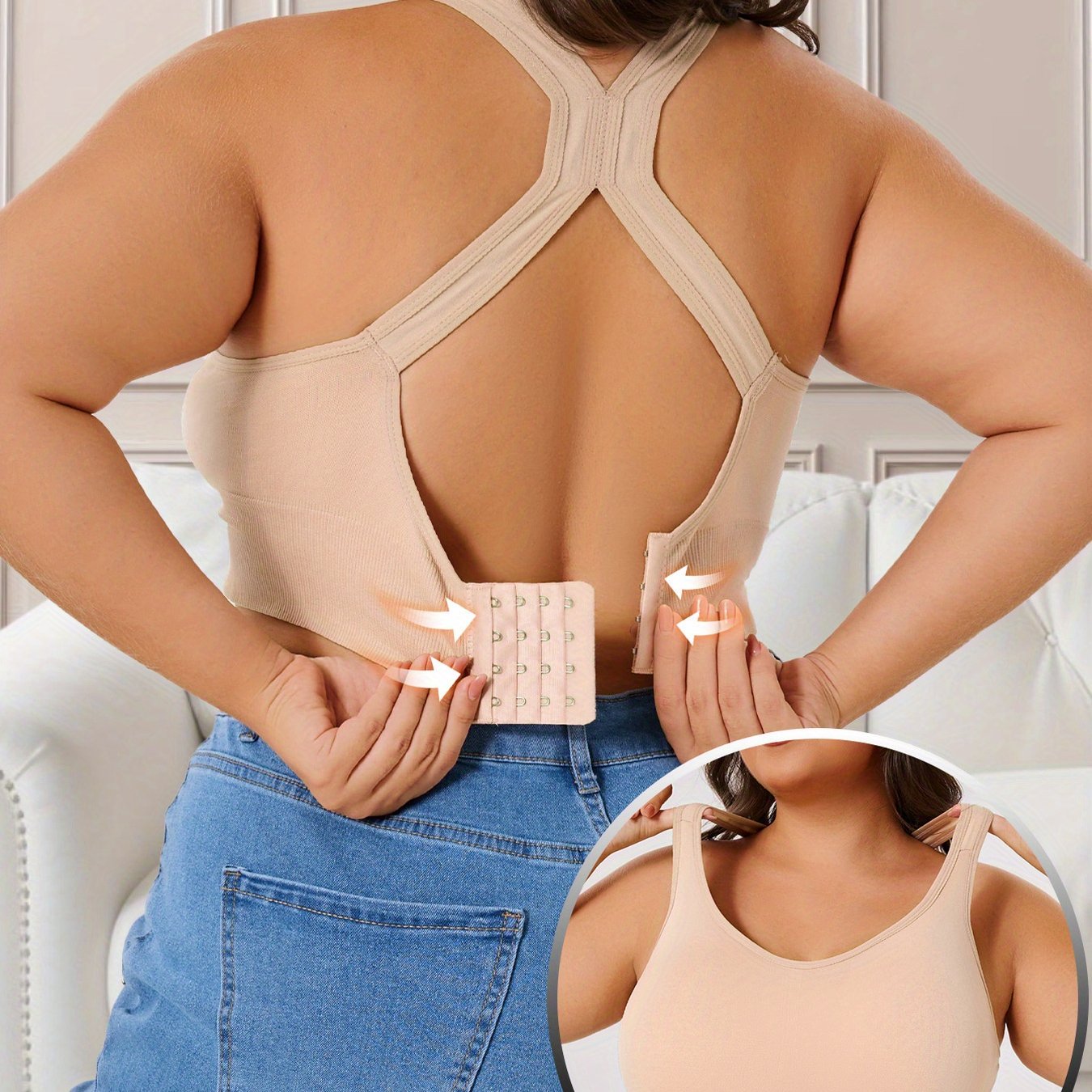 Women's Breathable Sports Bra Plus-Size Support Removable Padding