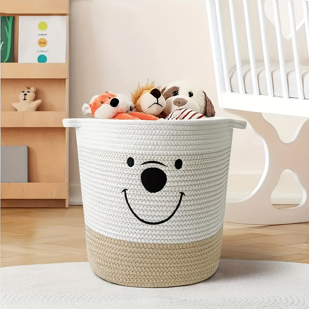 Large Cotton Rope Storage Basket with Handles White and Khaki for Gifts