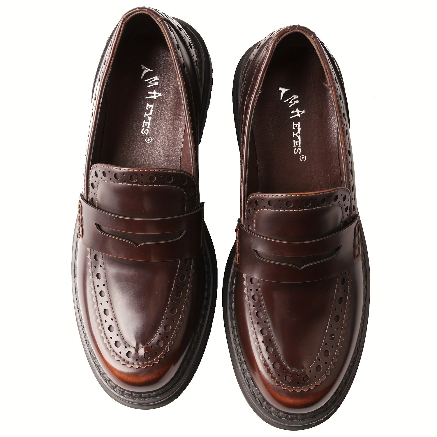 Women's Microfiber Leather Penny Loafers Thick Sole Coarse Heel Black