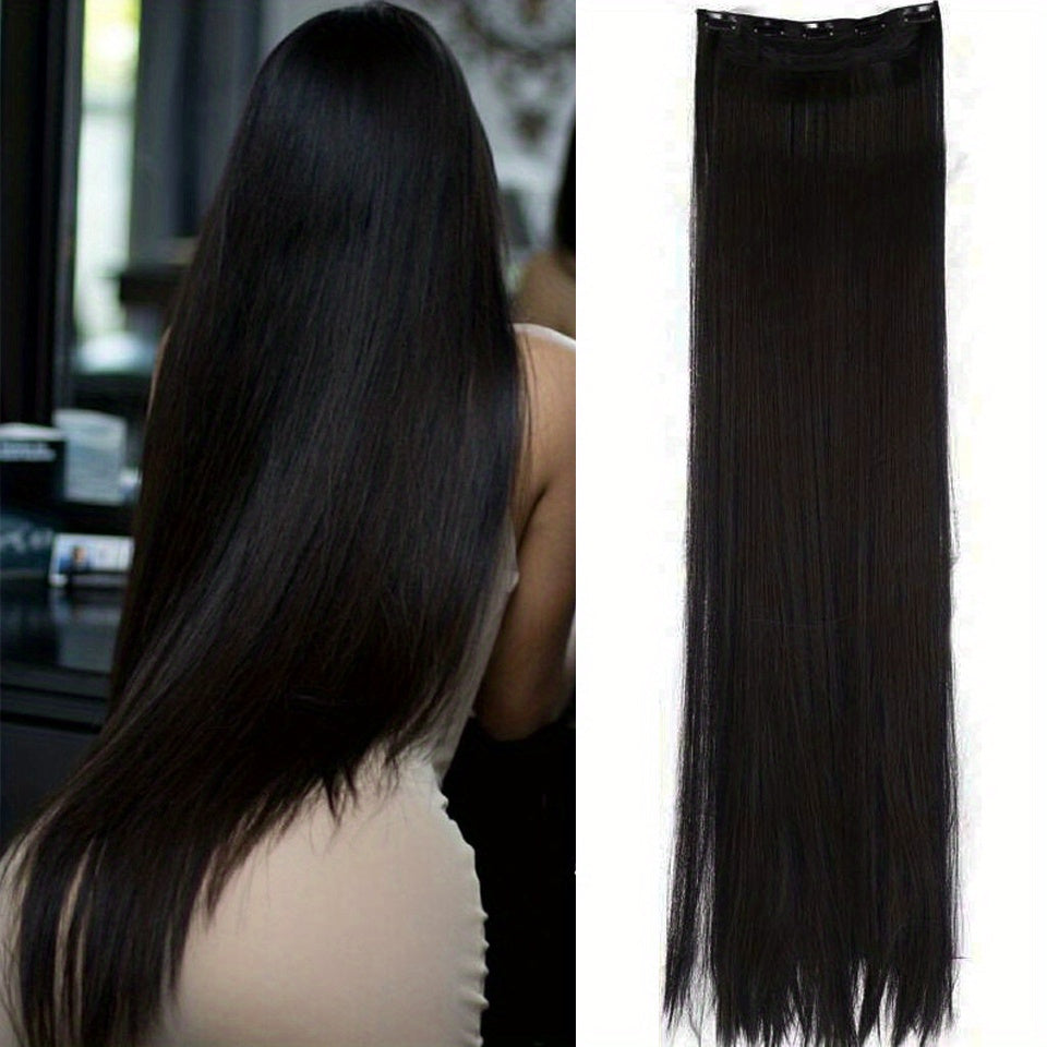 Synthetic Clip-In Hair Extensions for Women Full Head Length and Volume