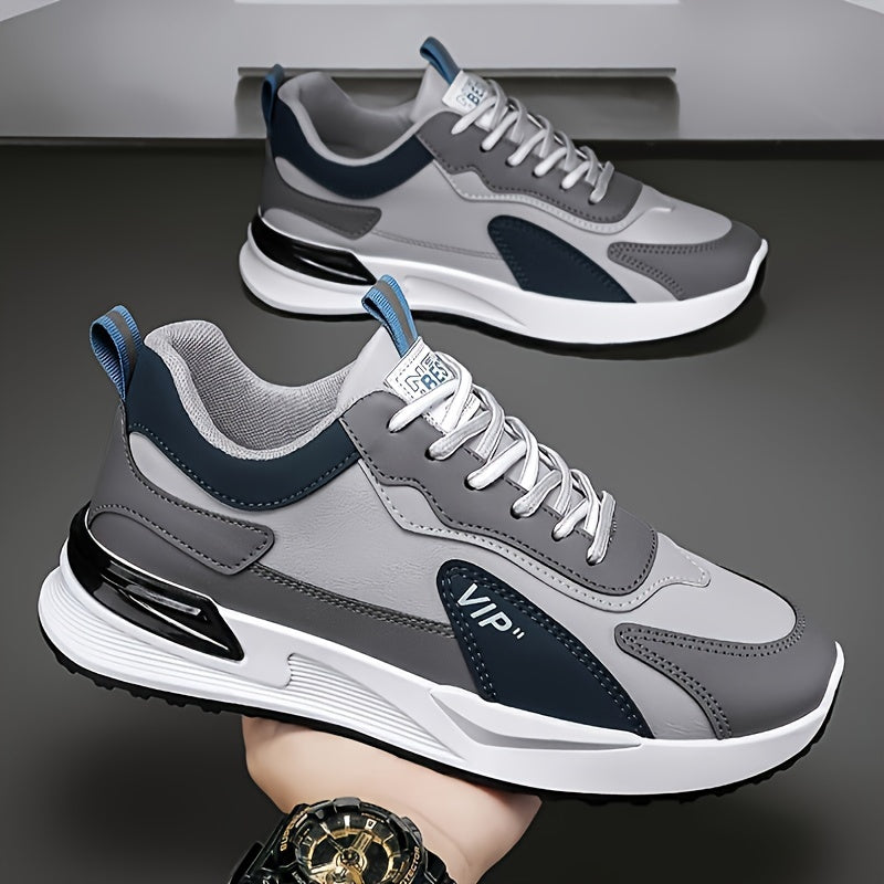 Erkaklar uchun Rangli Blokli Bog'ichli, Sirpanmaydigan Yugurish Poyabzallari, Parkda Mashg'ulot, Sport Zali Treningi, Qulay Krossovka