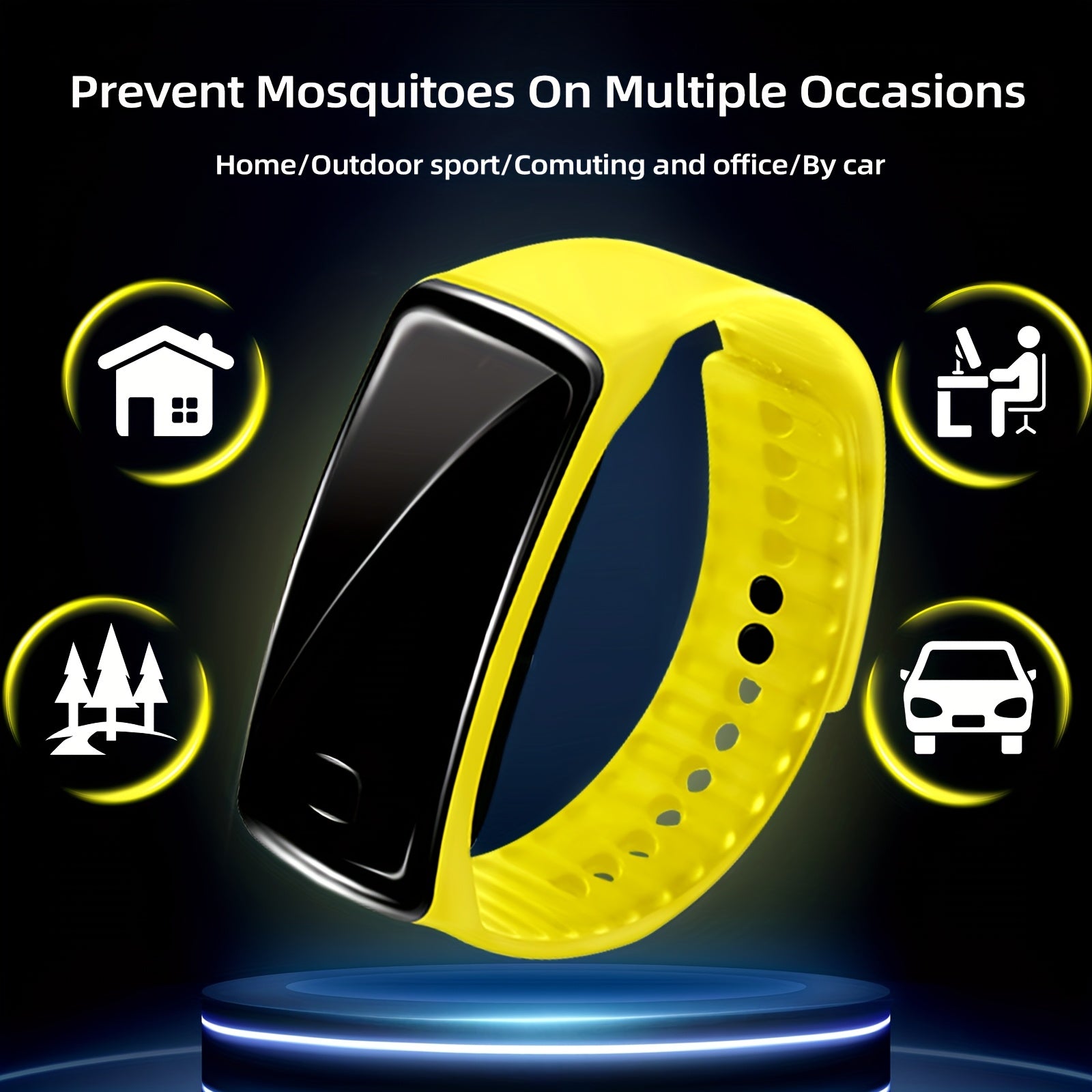 Unisex Silicone Mosquito Repellent Watch with Electric Shock Yellow Outdoor Sports