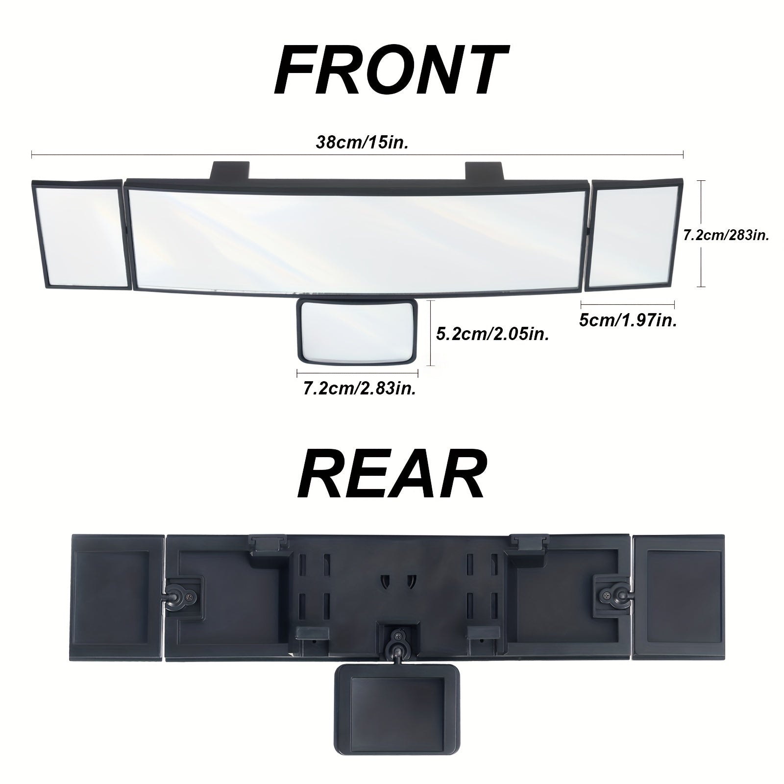 Universal Foldable Car Mirror Widening Field of View Adjustable Quadruple Folding