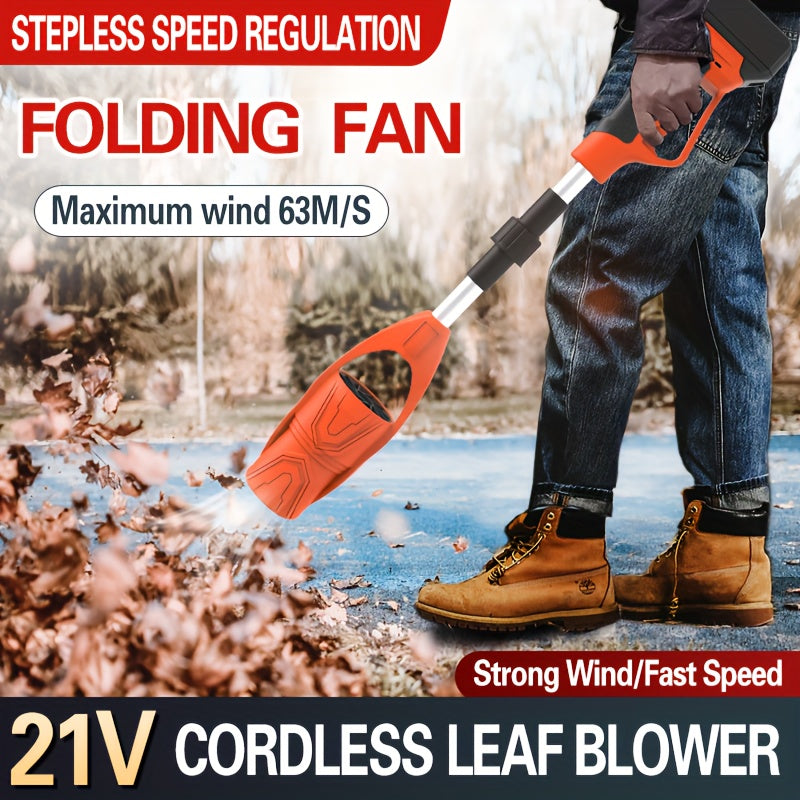 Wireless Lithium Battery Leaf Blower for Yard Cleanup, Orange and Black