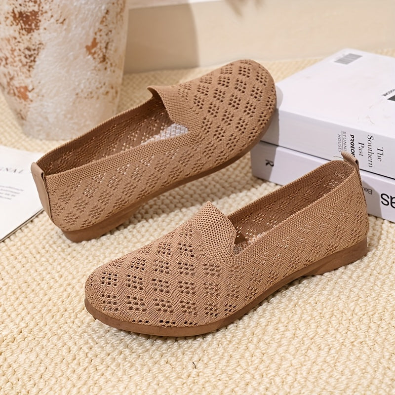 Women's Slip-On Flat Shoes Breathable Mesh Casual Summer Black Embellishments