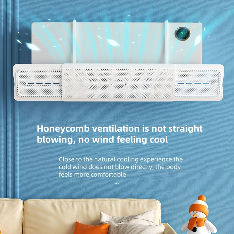 Adjustable Airflow Deflector with Honeycomb Ventilation, Stretchable AC Outlet Wind Blocker, 3-in-1 Fan Accessory