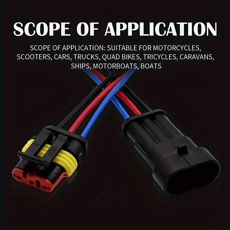 10Pcs/5 Sets 3Pin Electrical Wire Connectors Male Female Quick Disconnects for Automotive Marine