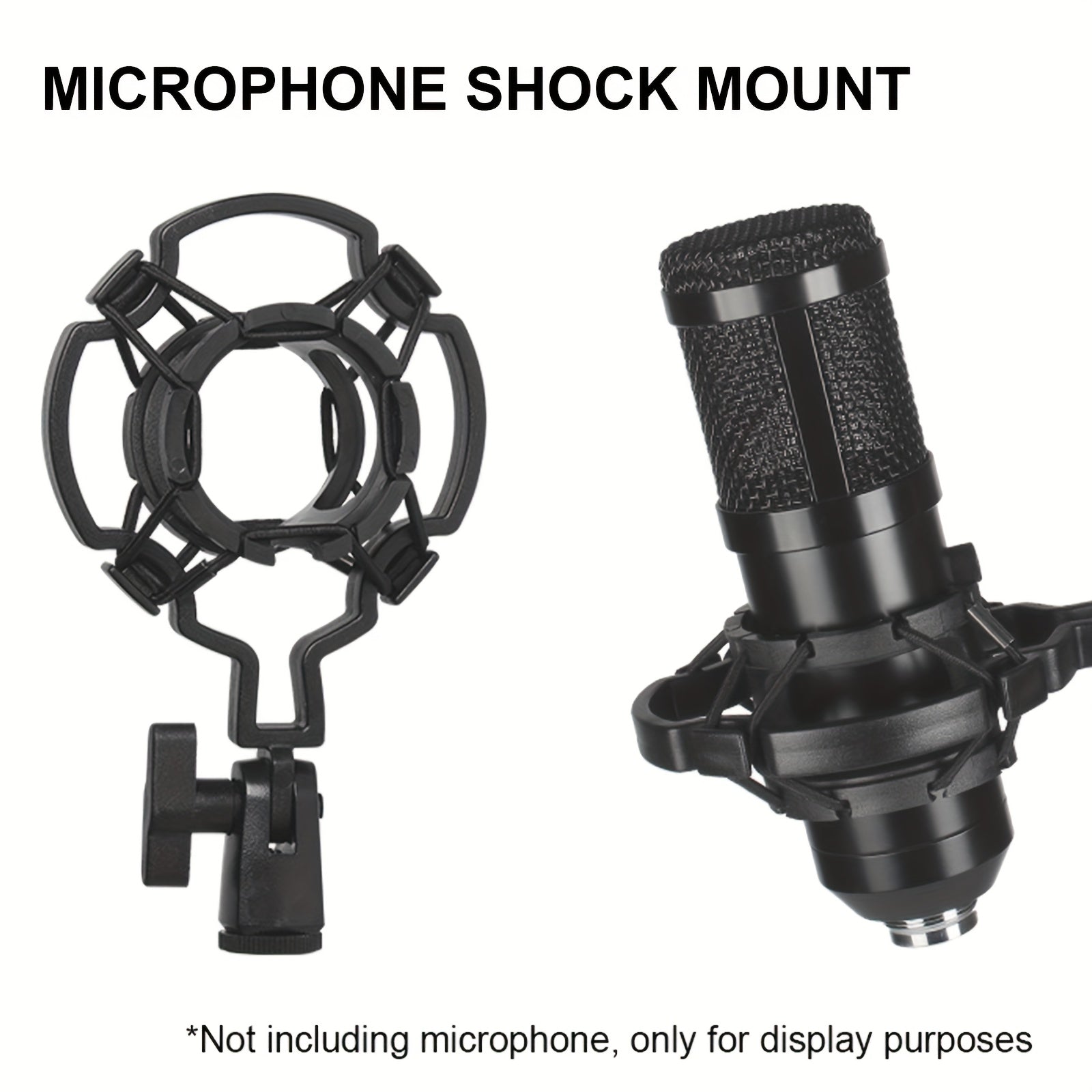 Professional Microphone Shock Mount with 3/8 M16 Thread and Mic Clip Black