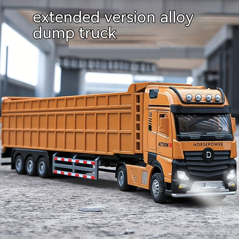 Large Yellow Alloy Construction Truck Toy for Boys Winter-Ready Heavy-Duty Dump Semi-Trailer